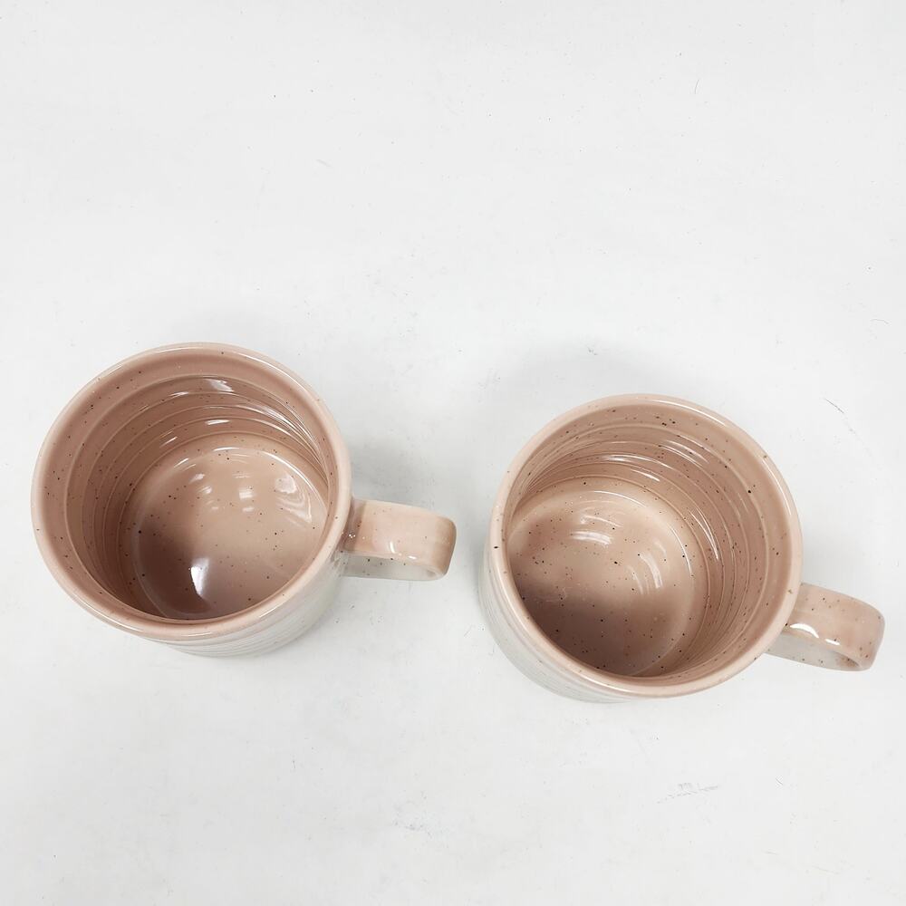 SKO Baum Hearth Mugs Stoneware Blush Pink and Cream Speckled 15 oz. - Picture 4 of 6
